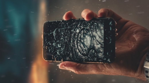 Smartphone in rain