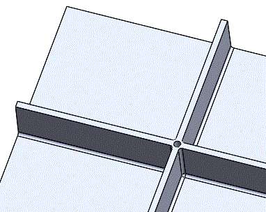 Coring out rib at rib intersection is recommended to avoid excessive sinking on the opposite side of the rib.