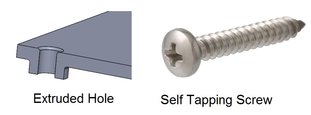 Self Tapping Fasteners requires Pilot or extruded hole in sheet metal parts. 