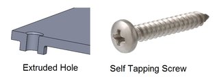 Self Tapping Fasteners requires Pilot or extruded hole in sheet metal parts.