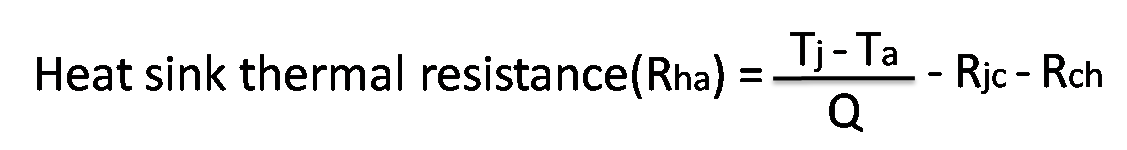 This image shows Heat sink thermal resistance formula,