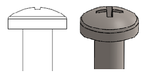 Pan head types of screws top surfaces have a slight dome shape.