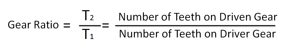 This image shows the formula to calculate gear ratio.