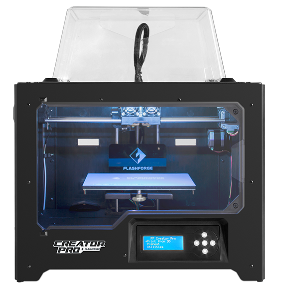 FlashForge Creator Pro is a mid-range budget 3D printer with a build-up volume of 227x148x150 mm.