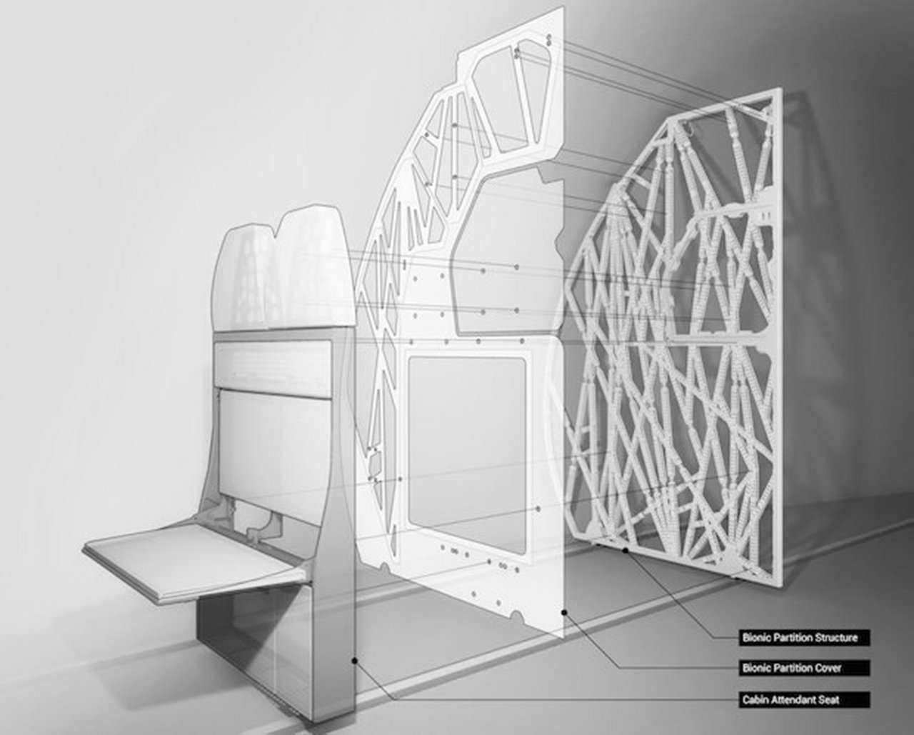 bionic-partition-Airbus Design using fusion 360 generative design software.