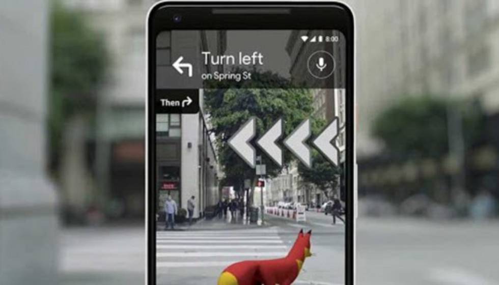 This image shows example of location based augmented reality