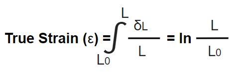 This image shows the formula to calculate true strain value.