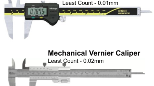 Digital Vernier least count is 0.01 mm. Whereas mechanical vernier LC is 0.02 mm.