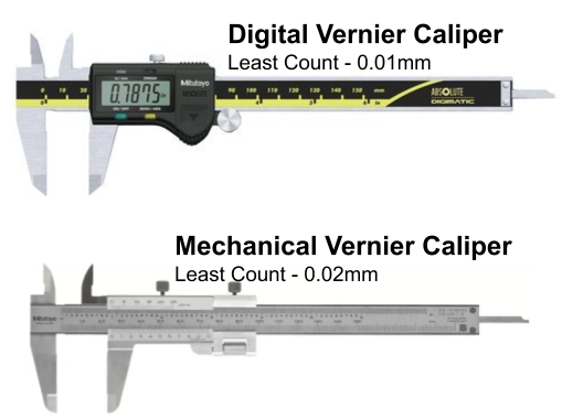 Digital Vernier least count is 0.01 mm. Whereas mechanical vernier LC is 0.02 mm.