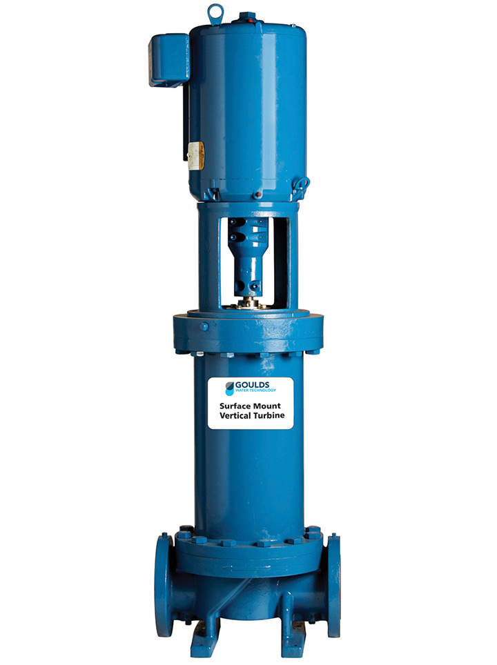 THis image shows a vertical turbine pump.