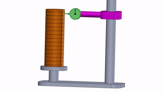 This image shows the setup to measure cylindricity of a part.