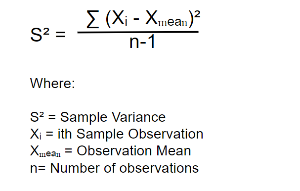 This image shows a data Variance calculation Formula